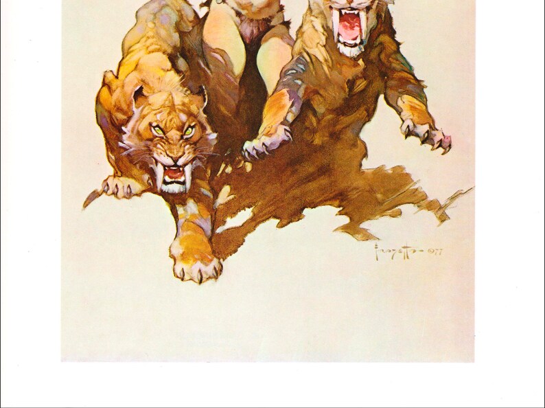 The Huntress Frank Frazetta vintage art print fierce