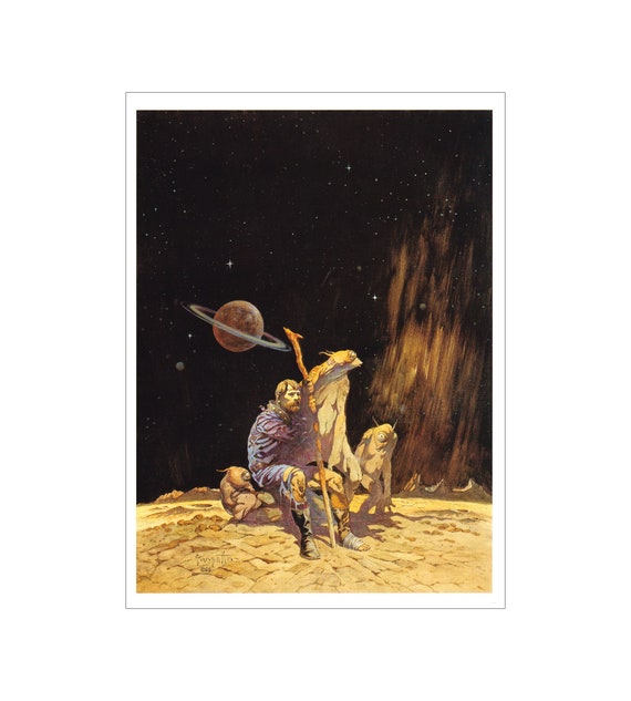 Stranded Frank Frazetta Vintage Art Print Sci Fi Dark Fantasy Man