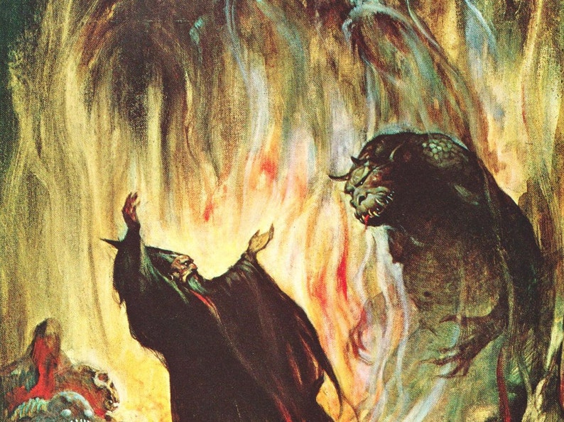 The Sorcerer Frank Frazetta vintage Fantasy print cover