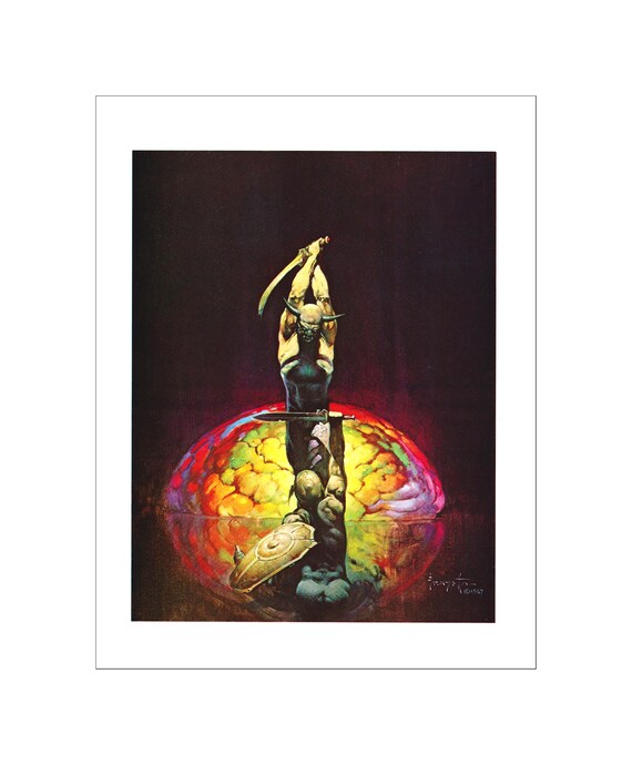The Brain Frank Frazetta Vintage Dark Fantasy Print Art Sci