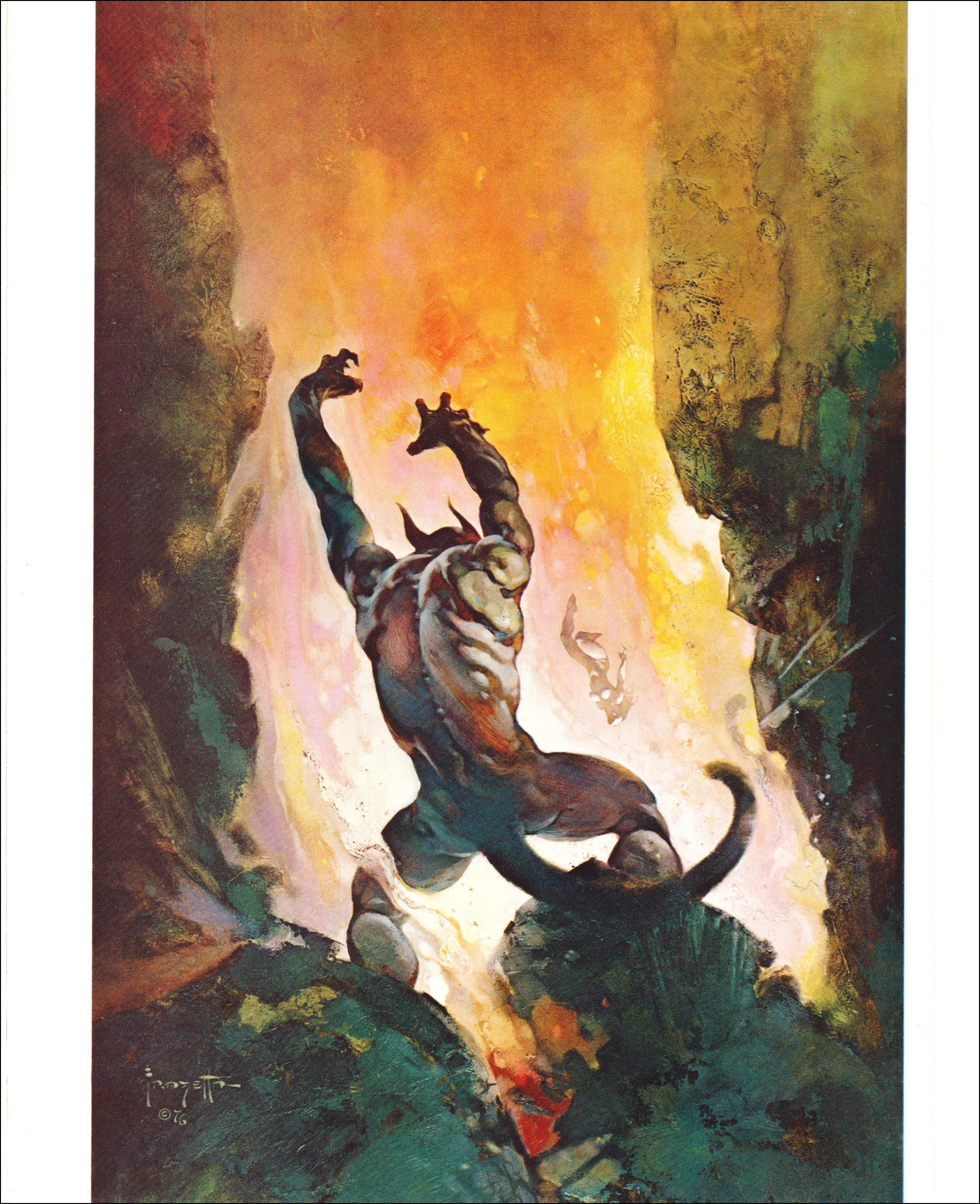 Fire Demon Frank Frazetta Vintage Dark Fantasy Comic Cover Art
