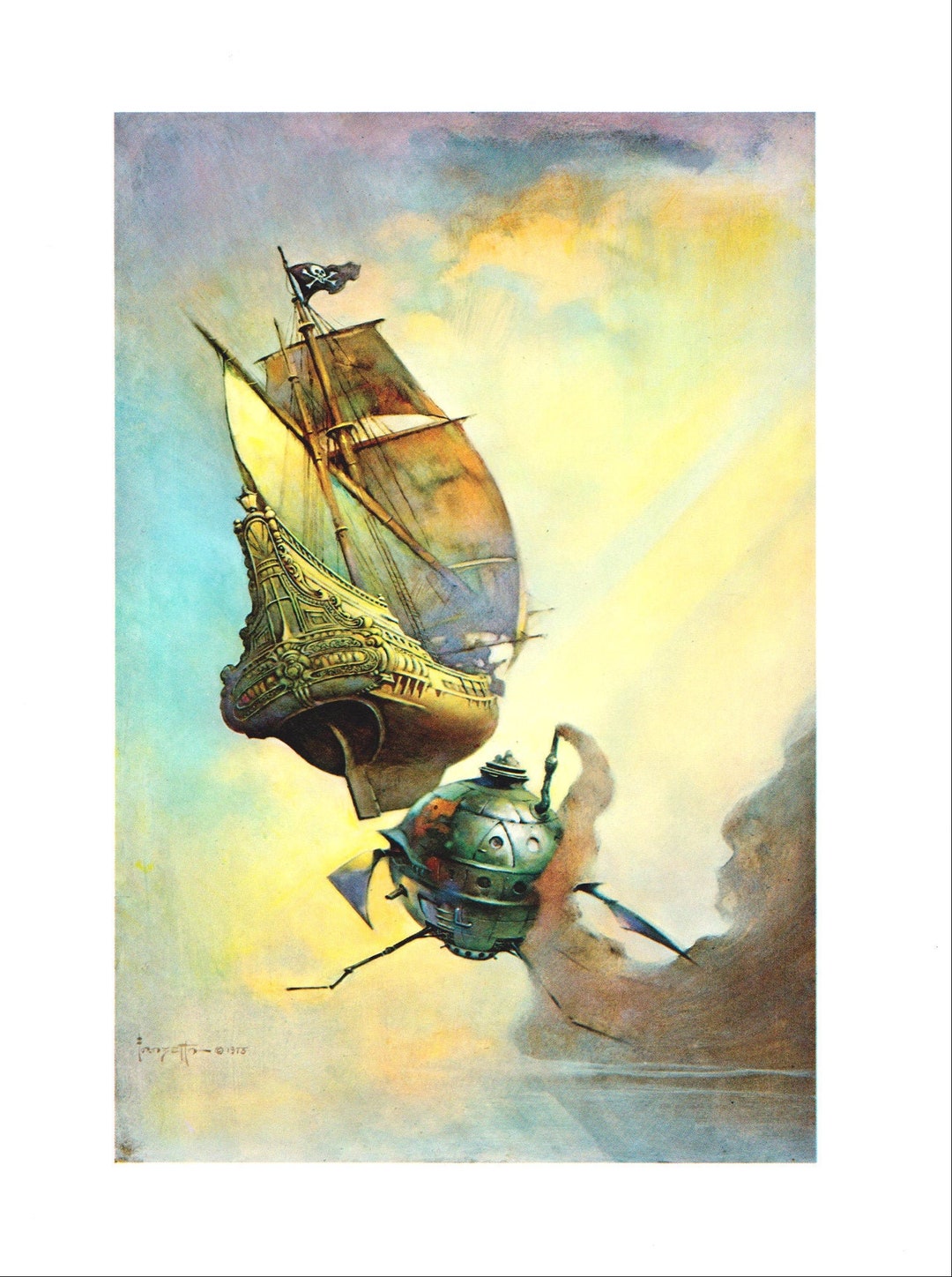 Galleon Frank Frazetta Pirate Ship Sailing in the Sky Vintage Fantasy ...