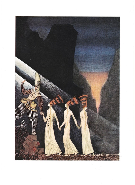 Kay Nielsen Norwegian folk fairy tale The Three Princesses vintage art nouveau print illustration home decor scandinavian Danish artist