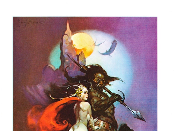 Moon Maid Frank Frazetta Vintage Art Print Sci Fi Dark Fantasy Man