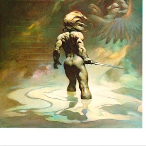 Paradox Female Nude Warrior With Sword Frazetta Vintage Dark Fantasy