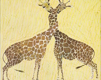 giraffes giraffe children's illustration knotted necks knot neck whimsical cute retro nursery decor Brian Wildsmith 8 x9 inches