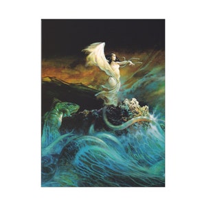 Sea Witch Frank Frazetta Nude Female Water Waves DETAIL Vintage Dark