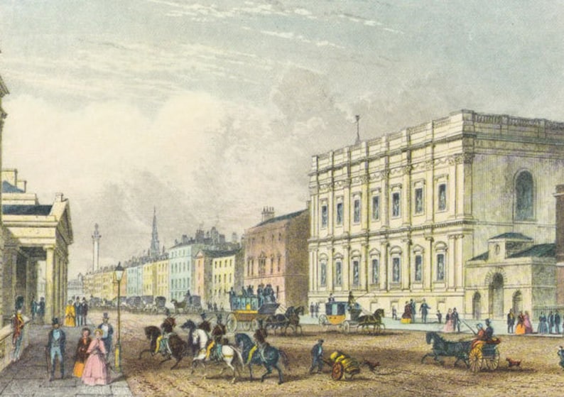 Victorian London Banqueting House Whitehall vintage print coloured engraving 7 x 9.25 inches image 2