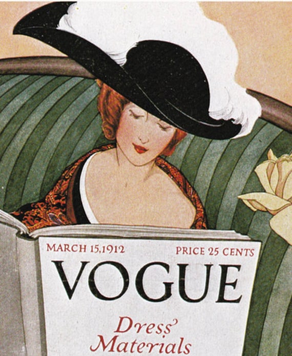 Art Deco-Vogue Poster//Art Print///'Flowers in Her Hair/'1935 cover 8.5x11 inch