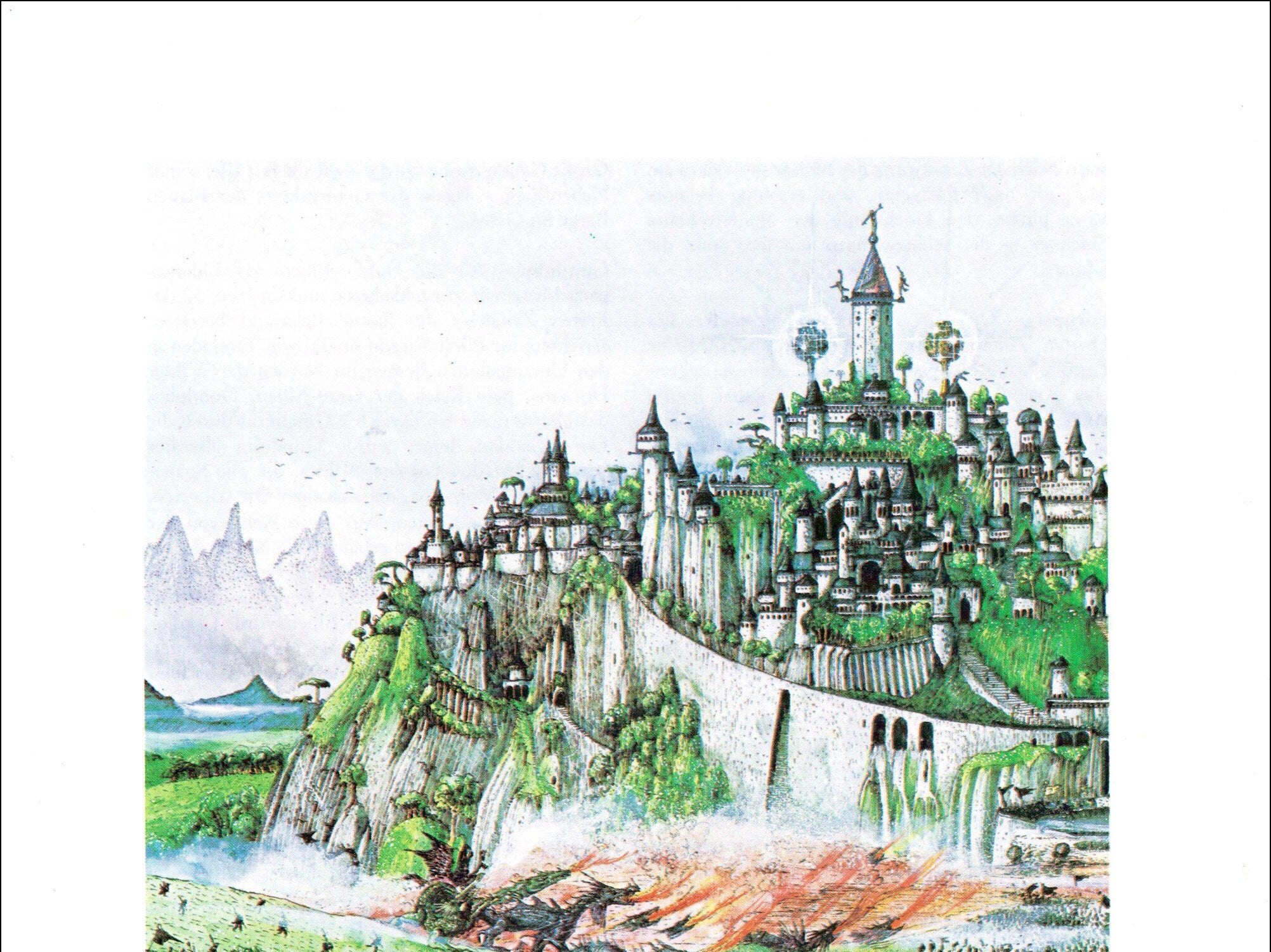 Tolkien Druck Hidden Kingdom of Gondolin Elfen Stadt Vintage Fantasy ...