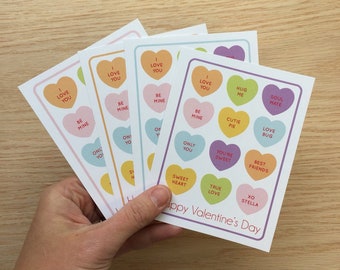 CUSTOM Valentinstag Karten - Candy Hearts - druckbare DATEI