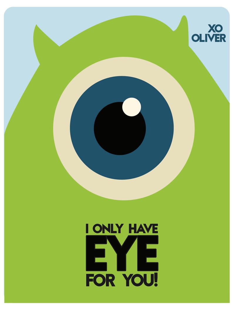 Monsters Inc Custom Valentine's Day Cards PRINTABLE FILE image 3