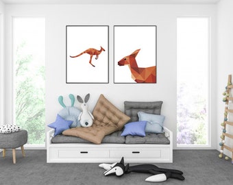 Kangaroo Artwork Print 8.5x11 inches - Set of 2