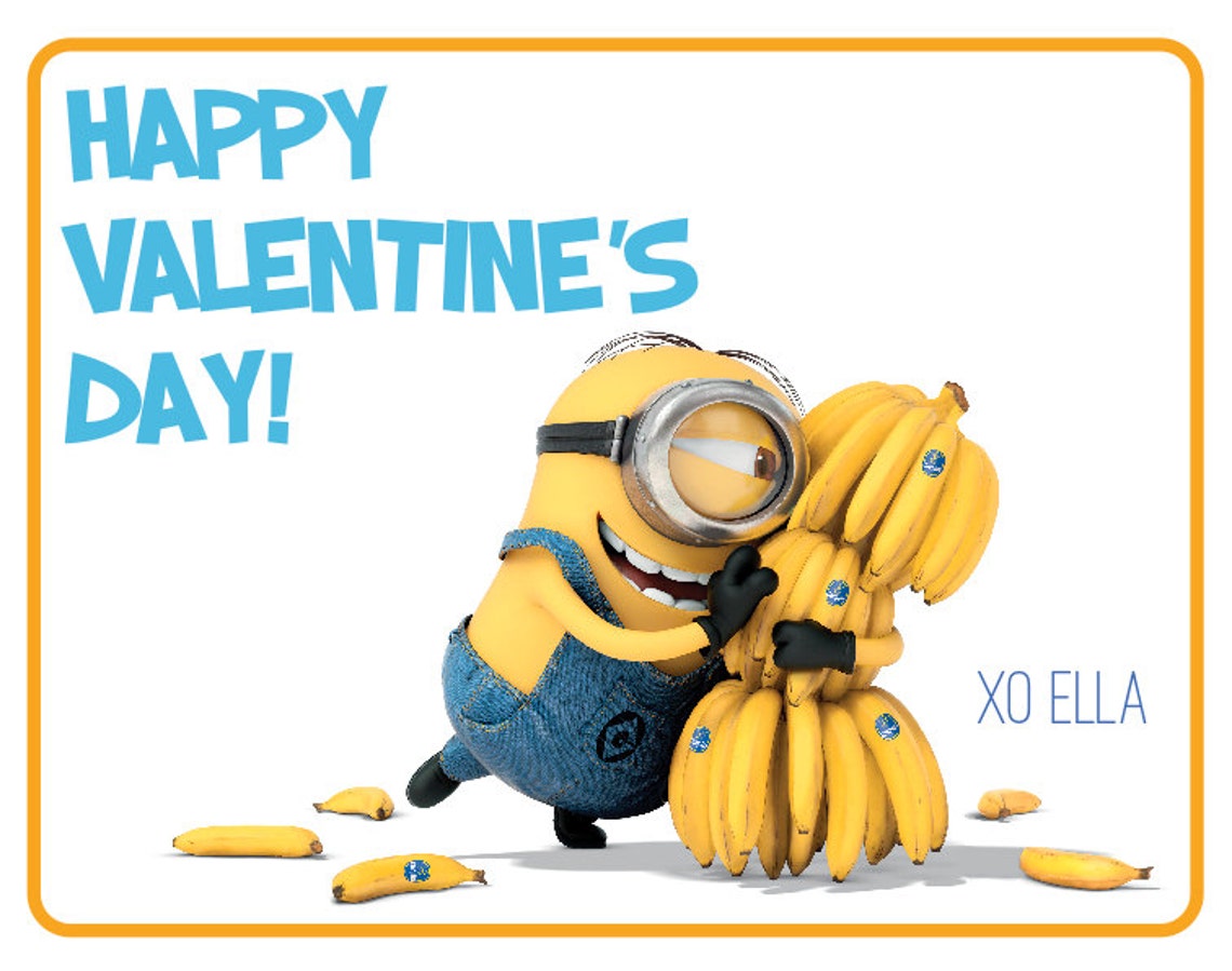 Minions CUSTOM Valentine's Card X4 PRINTABLE FILE - Etsy