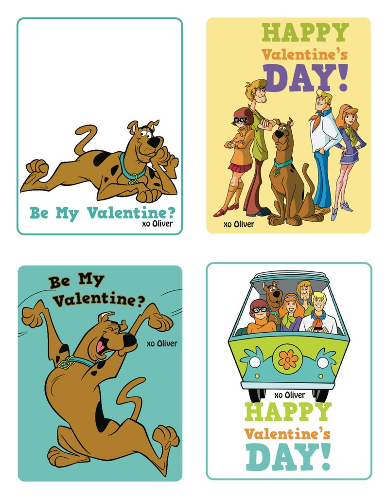 Scooby Doo CUSTOM Valentine's Day Card x4 PRINTABLE FILE image 6
