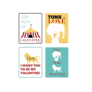 Custom Circus Animal Valentine’s Day Cards x4 - FICHIER PDF SEULEMENT