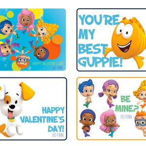 Bubble Guppies CUSTOM Valentine's Day Cards x4 ARCHIVO PRINTABLE