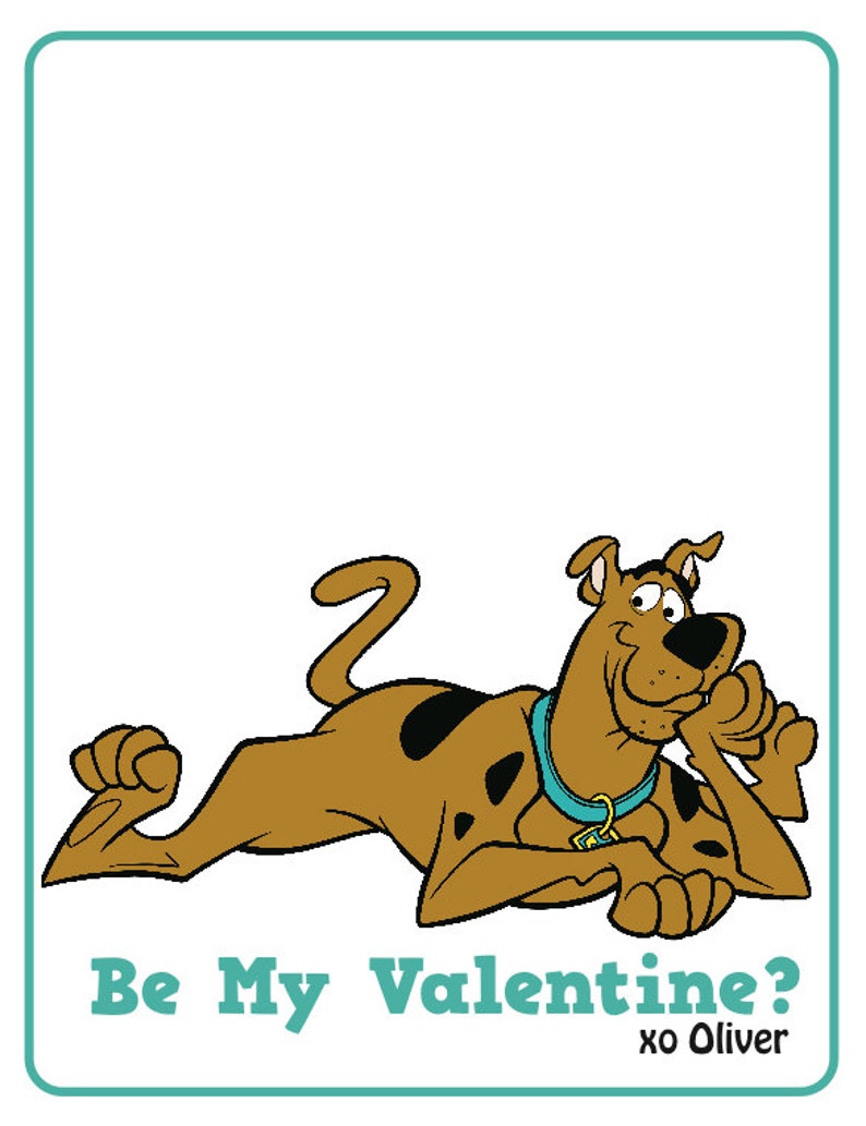 Scooby Doo CUSTOM Valentine's Day Card x4 PRINTABLE FILE image 2