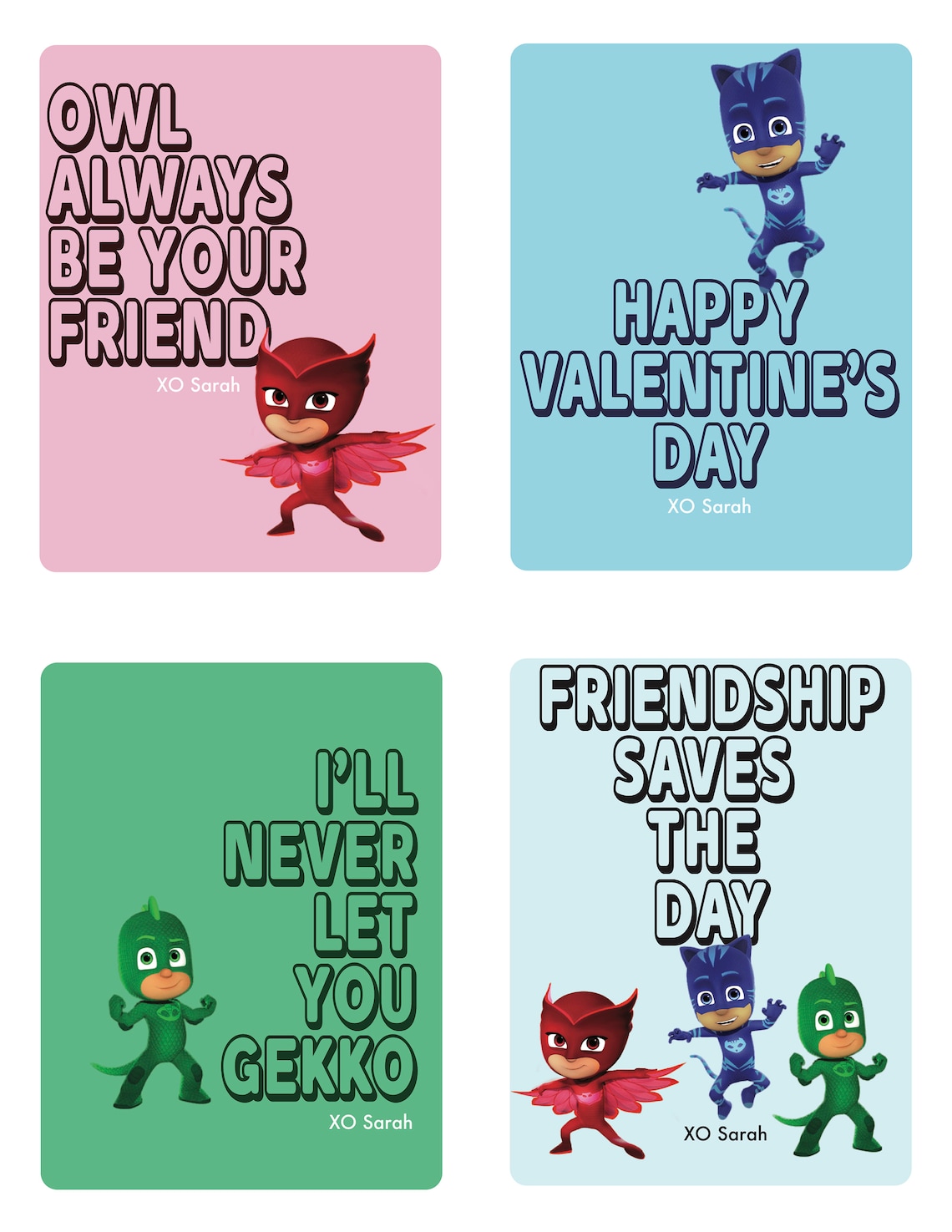 PJ Mask Valentine's Day Cards - Printable File - Etsy