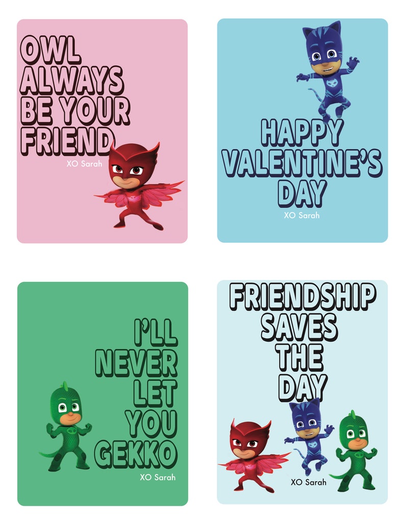 PJ Mask Valentine's Day Cards - Printable File - Etsy