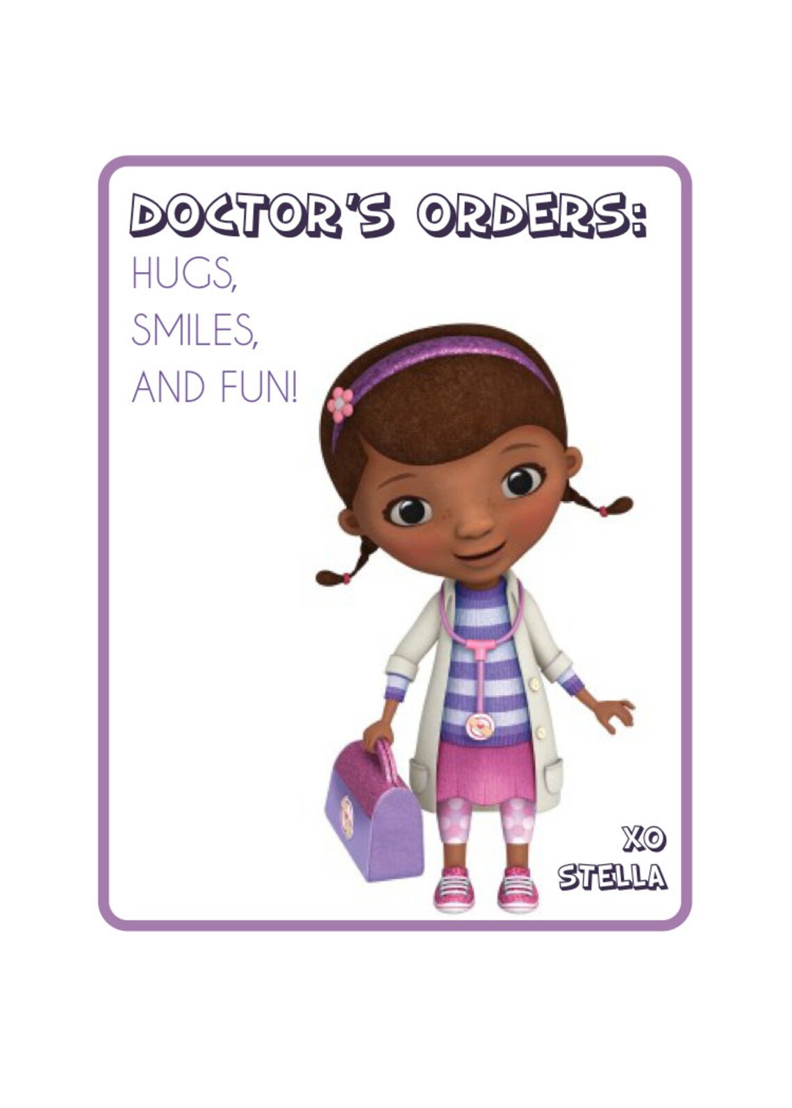 Doc Mcstuffins Custom PRINTABLE Valentine's - Etsy