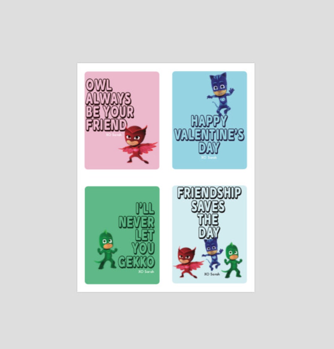 PJ Mask Valentine's Day Cards - Printable File - Etsy