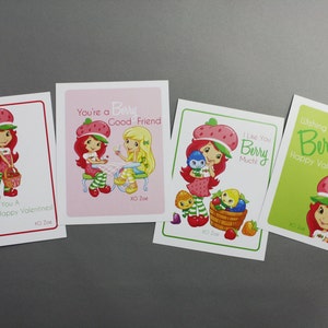 Strawberry Shortcake BENUTZERDEFINIERTE Valentinstagskarten x4