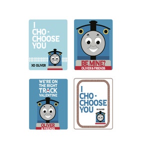 Tarjetas de San Valentín personalizadas con diseño de tren - ARCHIVO IMPRIMIBLE