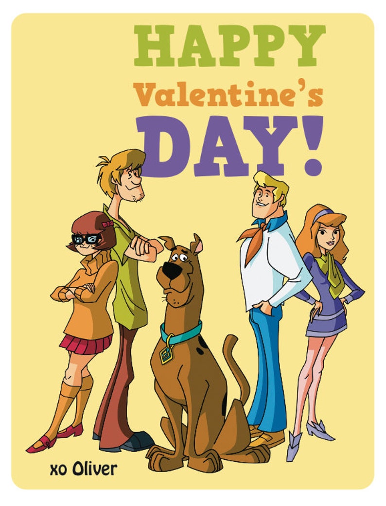 Scooby Doo CUSTOM Valentine's Day Card x4 PRINTABLE FILE image 3