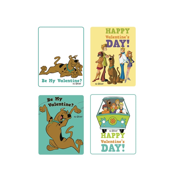 Scooby Doo CUSTOM Valentine's Day Card x4 - PRINTABLE FILE