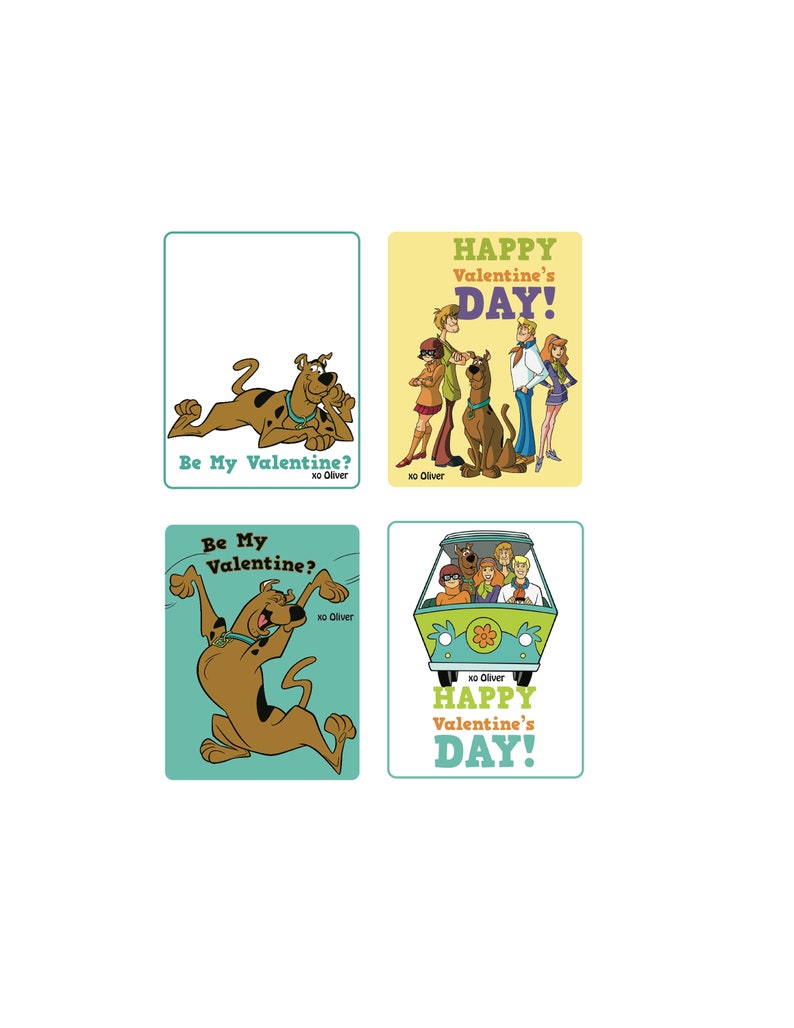 Scooby Doo CUSTOM Valentine's Day Card x4 PRINTABLE FILE image 1