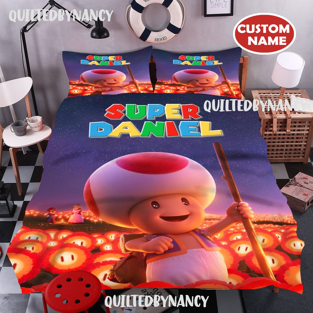 Super Mario Bedding Set Super Mario Bros Quilt Blanket Super Etsy
