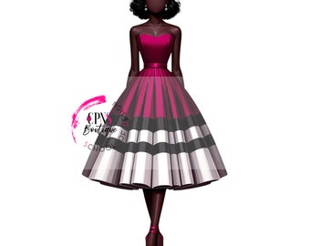 Clip Art/Faceless/Abstract/Chat GPT/DALLE/Digital Sticker/African American/Includes Small Business Commercial Use License/Maxi Dress