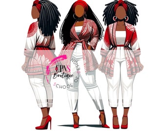 Clip Art/Faceless/Abstract/Chat GPT/DALLE/Digital Sticker/African American/Soror/Maxi Dresses/Delta