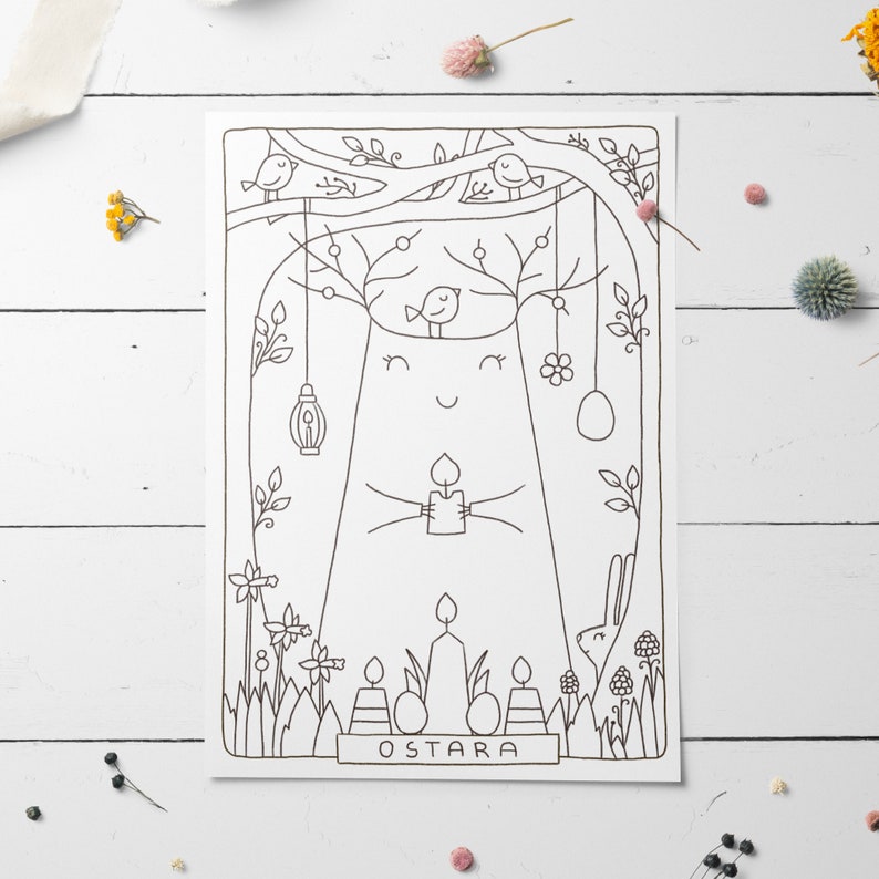 Printable Poster 'ostara' Coloring Page Wheel of the - Etsy