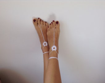 barefoot sandals, wedding sandals, women accessory, crochet anklet, beach wedding, bridesmaid gift