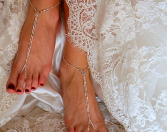 Beaded Barefoot Sandals: Beach Wedding Foot Jewelry