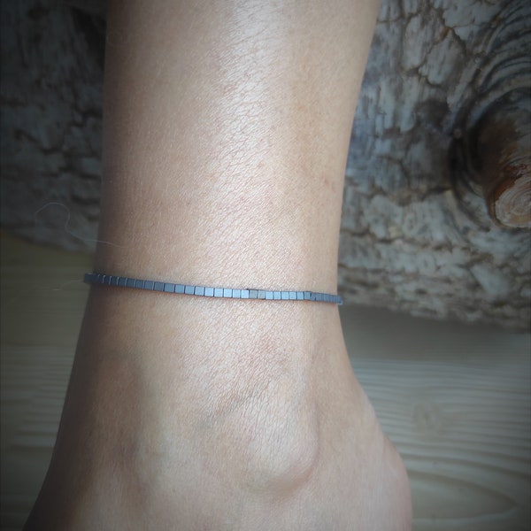 hamatite anklet, women accessory, flexible anklet, women's fashion, ankle bracelet, Unisex Anklet