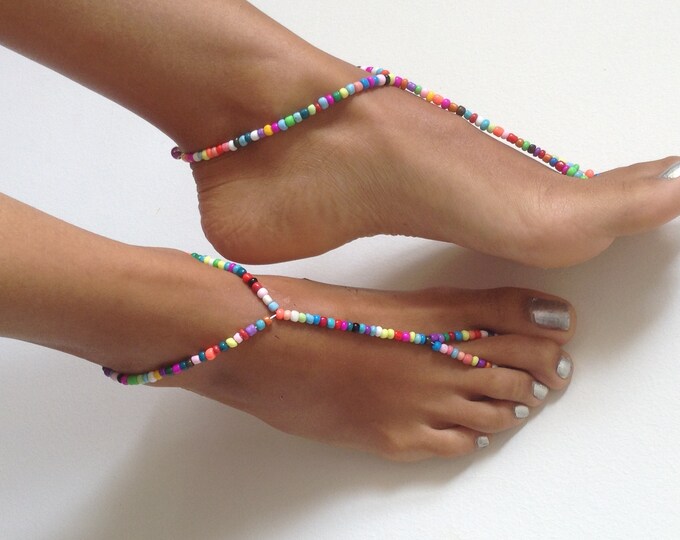 Featured listing image: barefoot sandals, summer jewelry, bikini jewelry for women, barefoot beach sandals, foot anklet