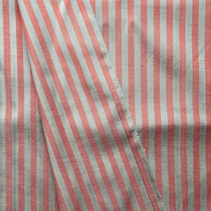Rose-red and light gray striped silk