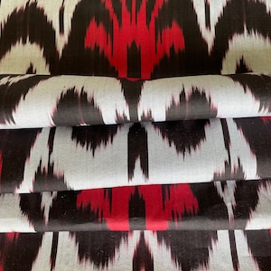 Black white red Uzbek cotton ikat