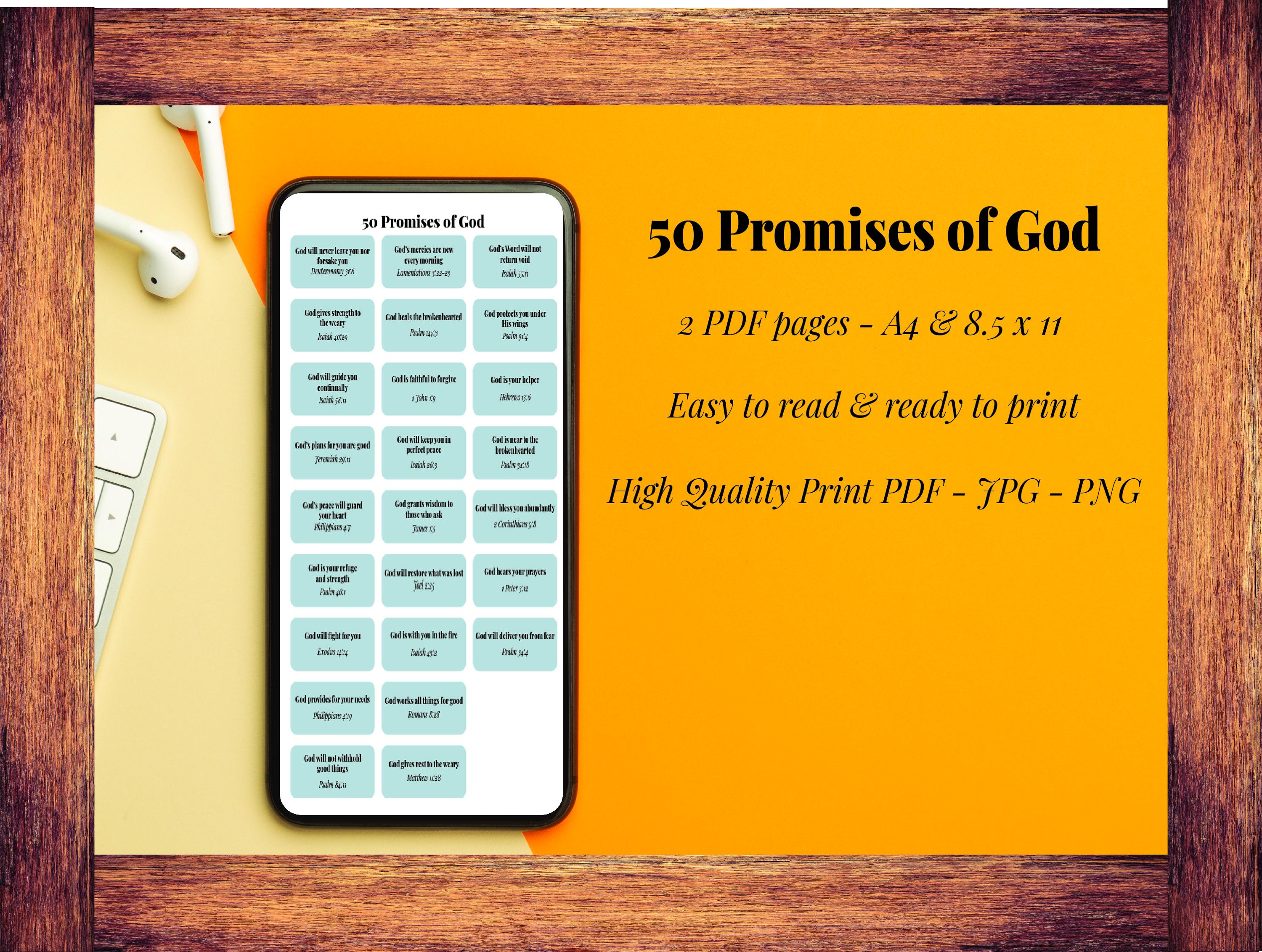 God’s Promises Printable | 50 Scripture-based Declarations | Bible ...