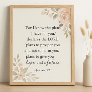 Jeremiah 29:11 Printable Wall Art | Christian Scripture Decor | Bible Verse Printable | Religious Home Decor | Faith-Based Art
