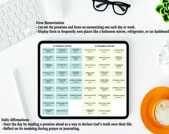 Gottes Versprechen Printable | 50 Schriftbezogene Erklärungen | Bibel Journaling Verse | Vision Board Affirmationen | Christliche Ermutigung