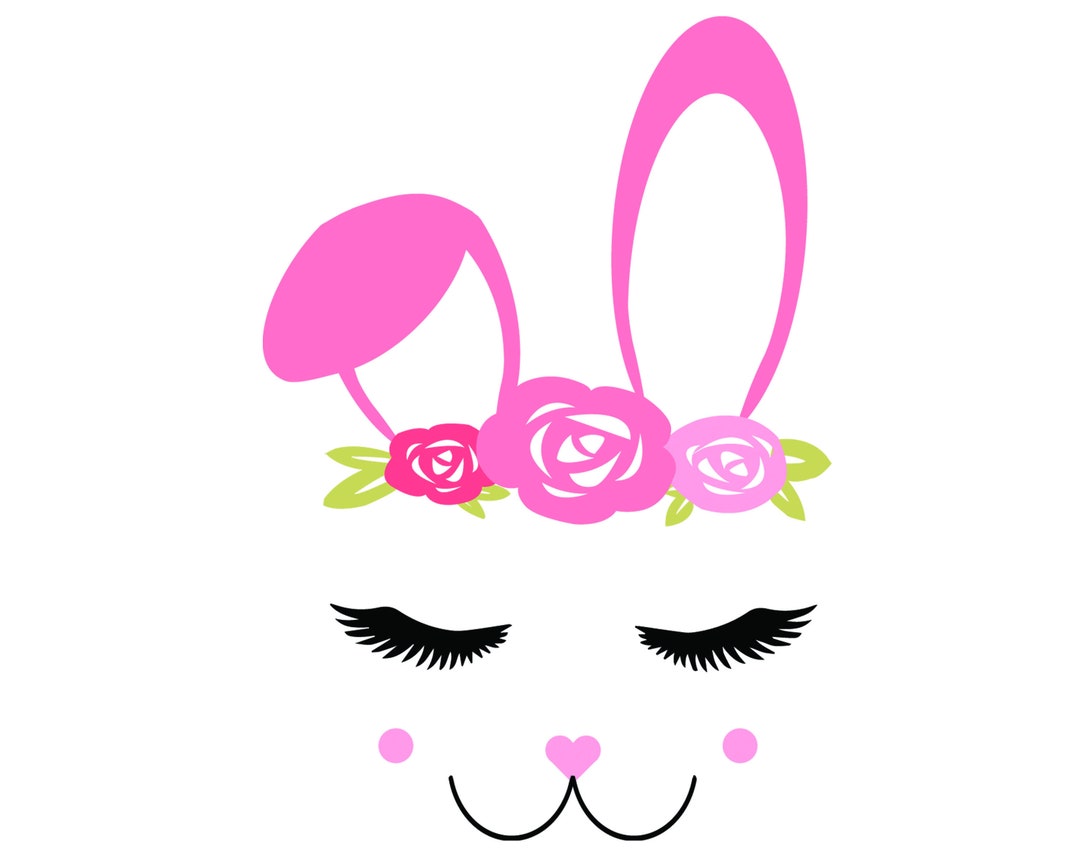 Bunny Face Svg | Easter Svg | Rabbit Svg | Bunny Svg Eps Png | Flowers ...