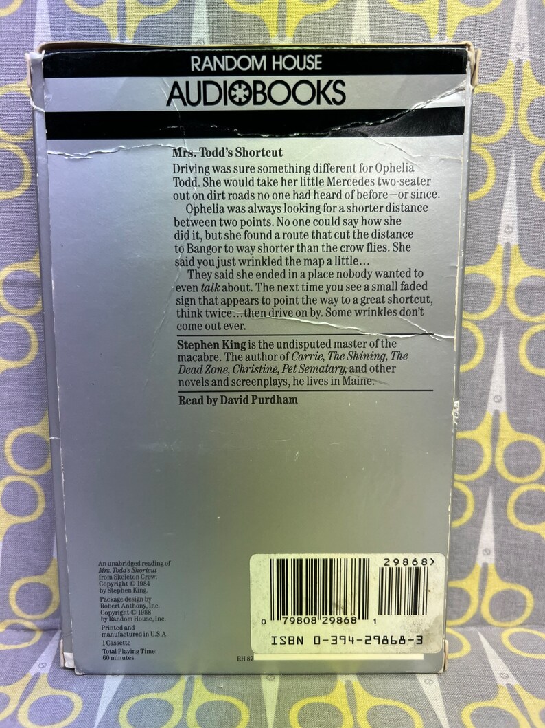 Mrs. Todd's Shortcut by Stephen King read by David Purdham Cassette Tape Audiobook from Skeleton Crew image 5