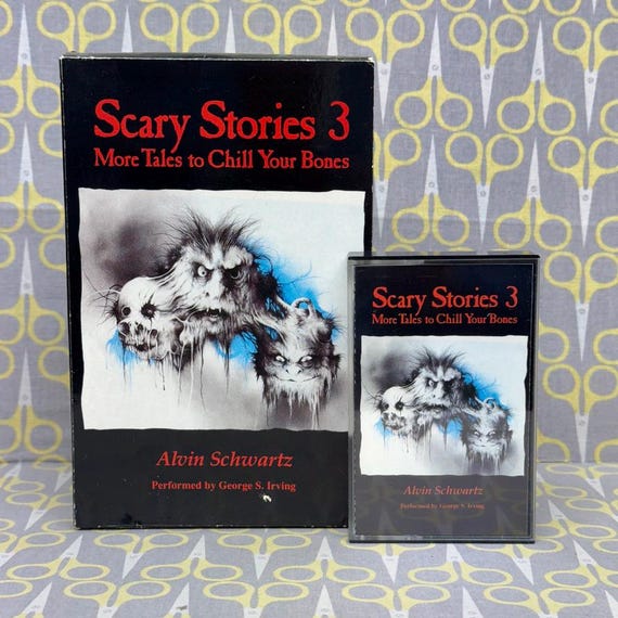 Scary Stories 3: More Tales to Chill Your Bones by Alvin Schwartz — Performed by George S. Irving (Cassette Audiobook with Paper Box)