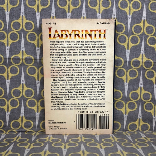 The Labyrinth by ACH Smith Paperback Book Movie Tie In Novelization shops David Bowie cover