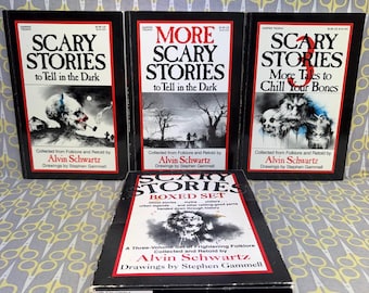 Scary Stories to Tell in the Dark Complete Box Set by Alvin Schwartz - Original Stephen Gammell Illustrations - Classic Horror Books