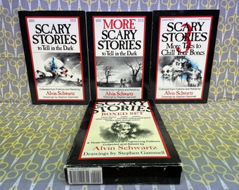 Scary Stories to Tell in the Dark boxed set by Alvin Schwartz Paperback Books Stephen Gammell Art scary horror trilogy original Vintage
